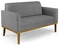 Sofá Namoradeira e 2 Poltronas Base Madeira Castanho Maressa Linho Gra