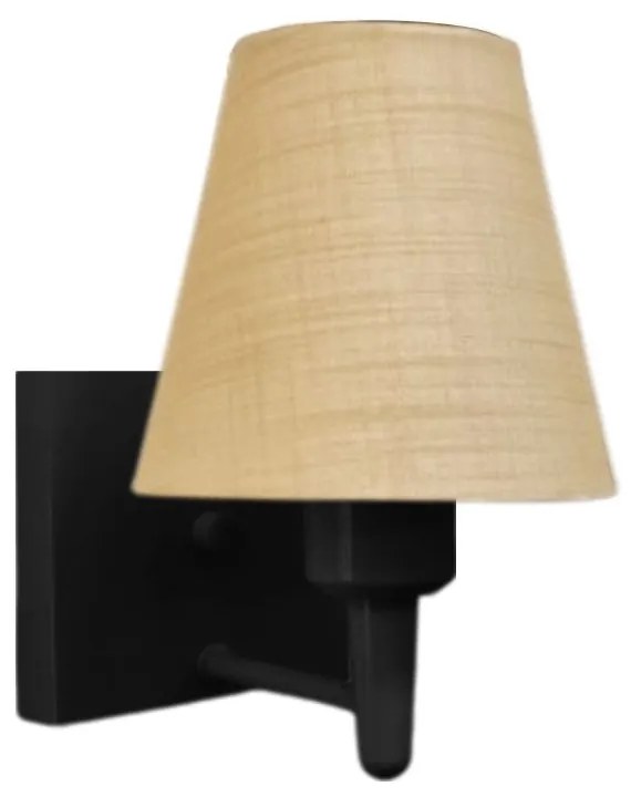Arandela Quadrada Md-2034 Preto Cúpula em Tecido Cone Palha - Bivolt