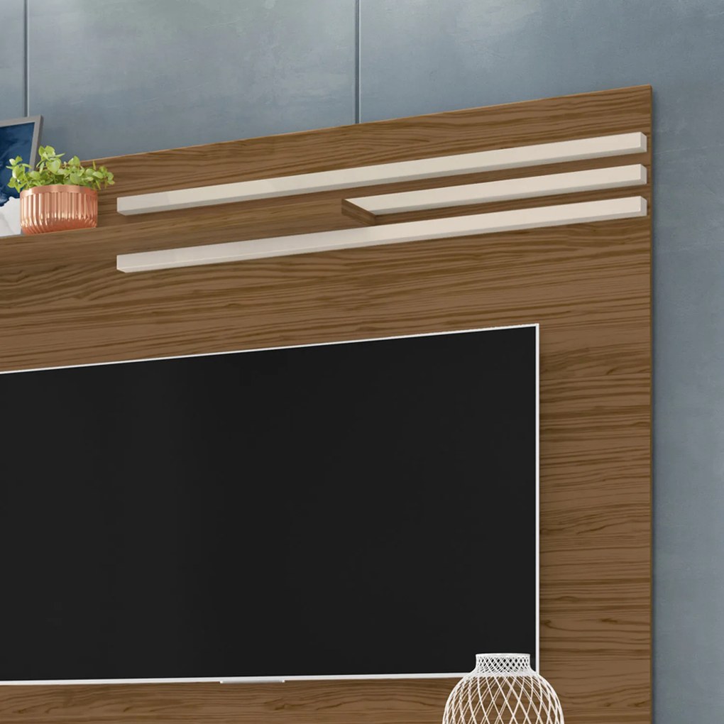 Painel TV 55 Pol 136cm Bancada Suspensa para Sala Briven Naturale/Off White M20 - D'Rossi