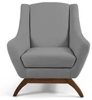 Poltrona Decorativa Base Manu Madeira Juliet C-416 Linho Cinza - Domi