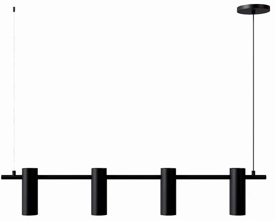 Pendente Tube Transpass Barra Linear Simetrico 5,7X16,7X95Cm Alumínio... (PRETO)