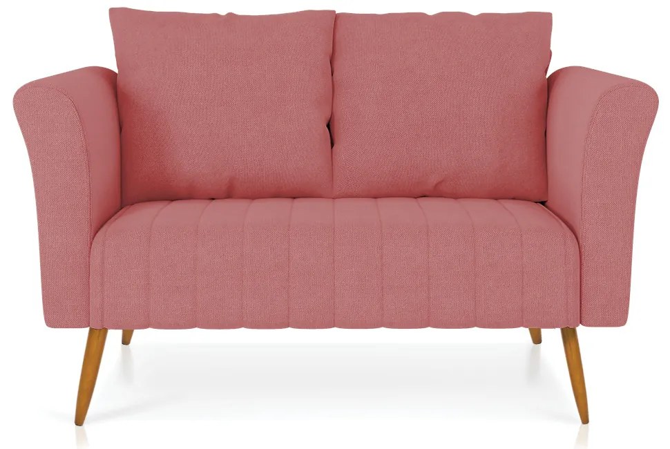 Namoradeira 02 Lugares Marilia Linho Whisky Rose A106 Pés Palito Castanho - D'Rossi