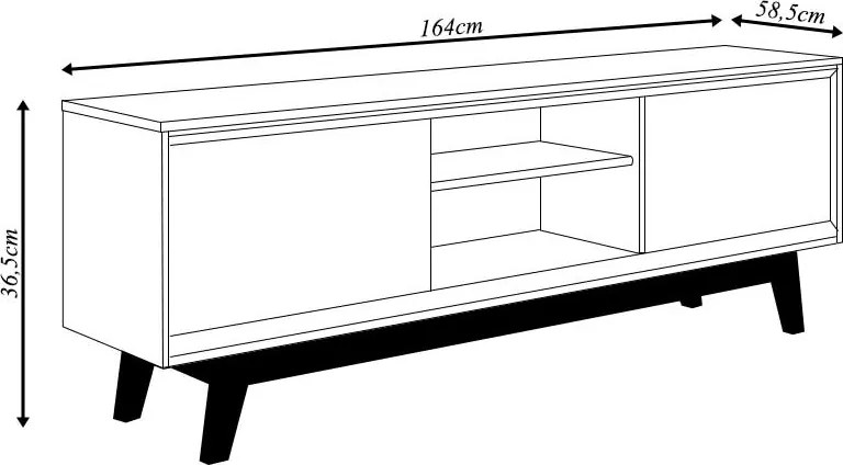 Bancada Decorativa Loser MDP Pintura UV 2 Portas Deslizantes até 65 Cumaru G97 - Gran Belo