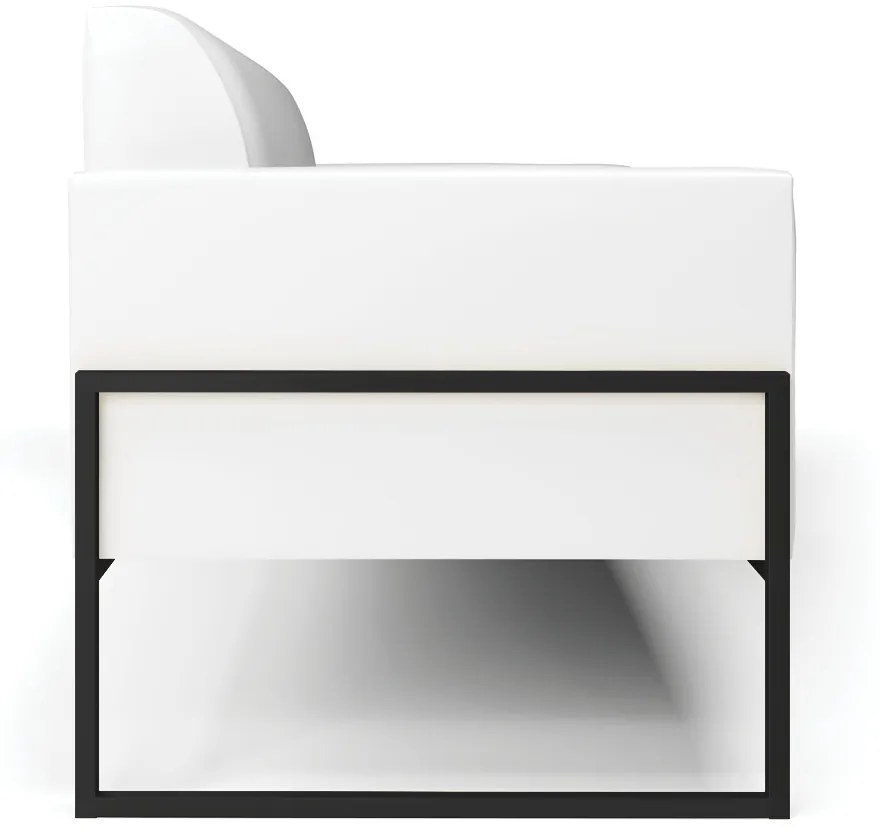 Sofá 2 Lugares Namoradeira Marisa Industrial Alta Preto Sintético Pu D03 - D'Rossi - Branco