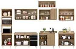 Armário de Cozinha Modulada de Canto 8 Peças CP01 Balcão Castanho/Pret