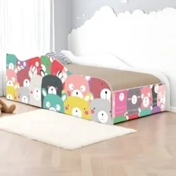 Cama Solteiro Infantil Baixa Para Colchão 188x88cm Ursinhos K06 - Mpoz