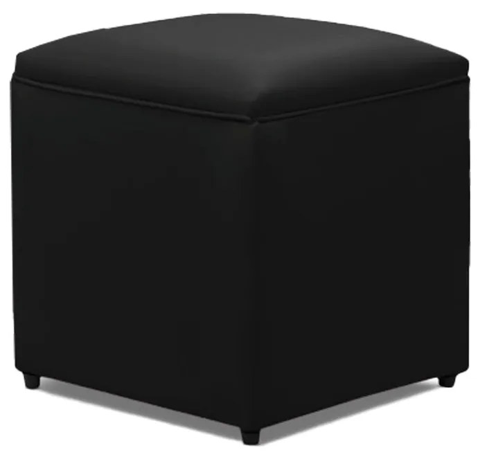 Puff Decorativo Quadrado para Sala Lígia Sintético E03 - D'Rossi - Preto