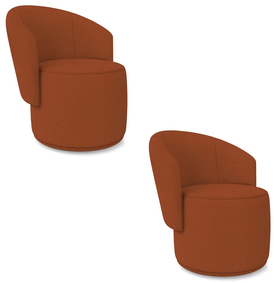 Poltrona Decorativa Orgânica Fixa para Sala Kit 2 Malu Bouclê M11 - D'Rossi - Terra