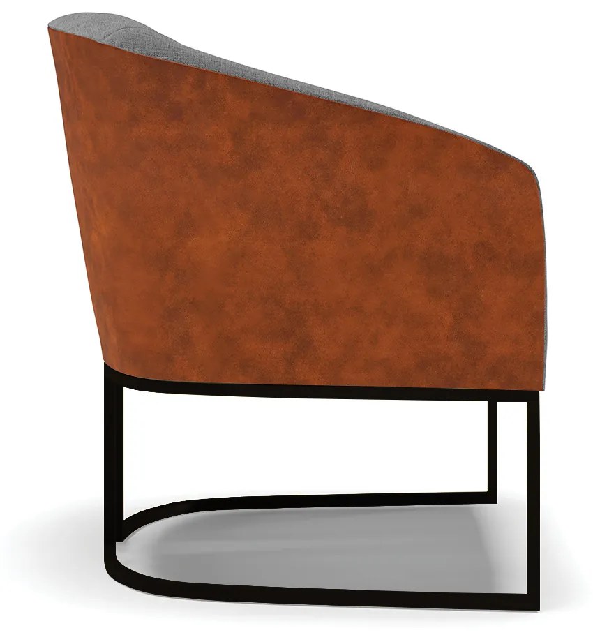 Poltrona Decorativa Industrial Preta Stella Nozes/Linho Grafite D03 - D'Rossi