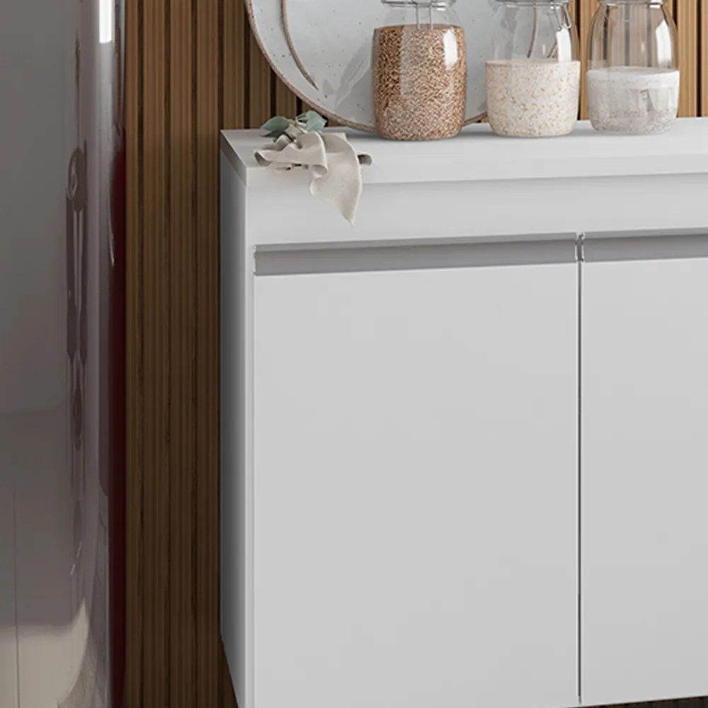 Balcão Cozinha com Tampo 100cm 3 Gavetas Leticia Branco A01 - D'Rossi