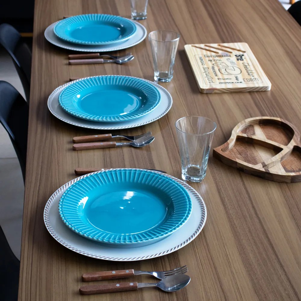 Sousplat Para Prato De Mesa Decorativo Branco Com Detalhes em Rose 33 cm - Indo