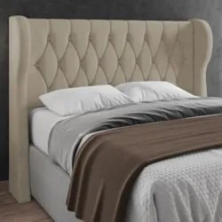 Cabeceira Casal Cama Box 140cm Malva Z04 Boucle Capuccino - Mpozenato