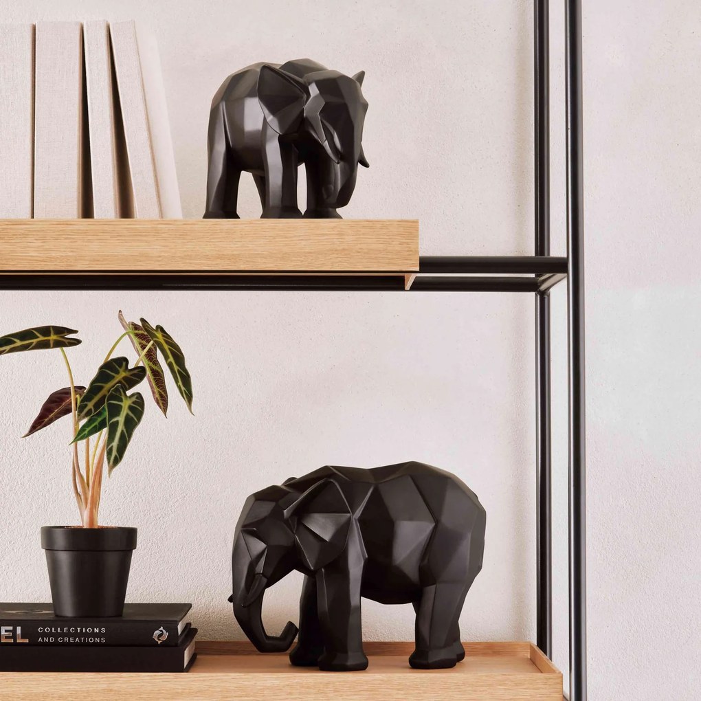 Escultura Elefante Em Poliresina Preto 20x25x13 Cm - D'Rossi