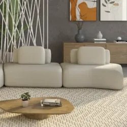 Sofá Ilha 314cm 2 Módulos Sala de Estar Moby Boucle Creme Z08 - Mpozen