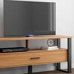Rack Para TV Até 55 Pol. Estilo Industrial 1 Gaveta F41 Freijó/Preto F