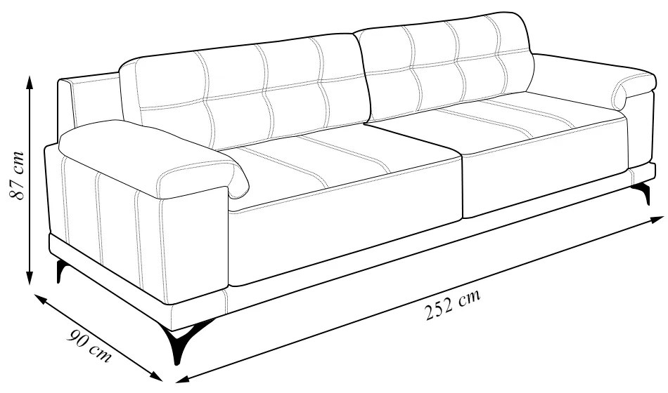 Sofá Living 4 lugares 252cm Agostino Pés Design em Ferro Couro Caramelo G52 - Gran Belo