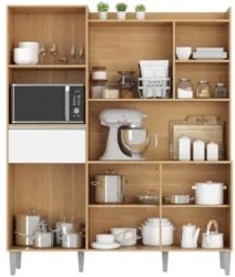 Armário de Cozinha Compacta 160cm 5 Portas Isabel Amêndoa/Branco - AJL
