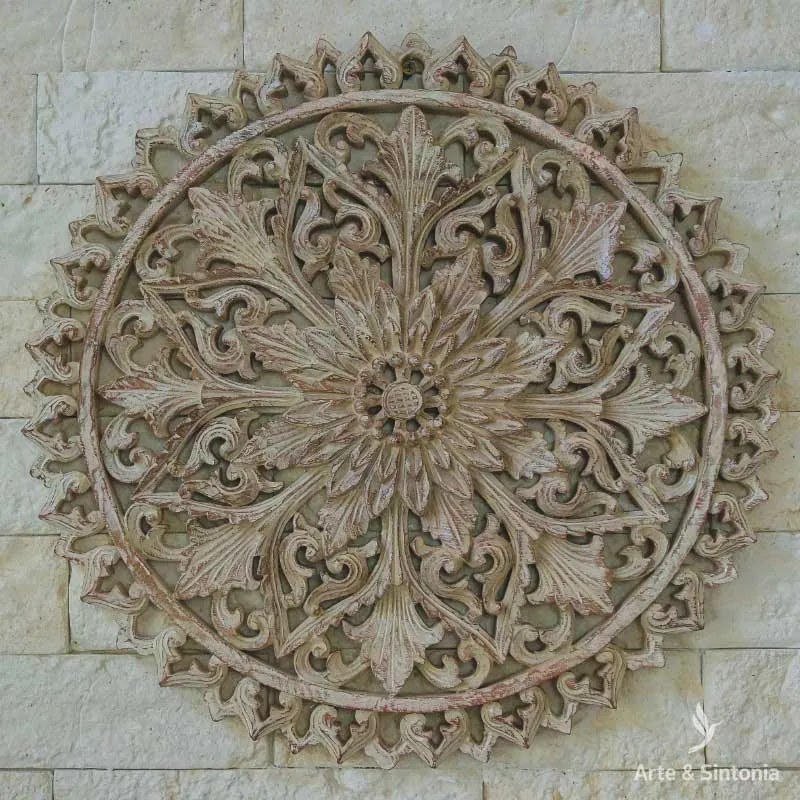 Mandala Flor em Madeira 40cm - Bali