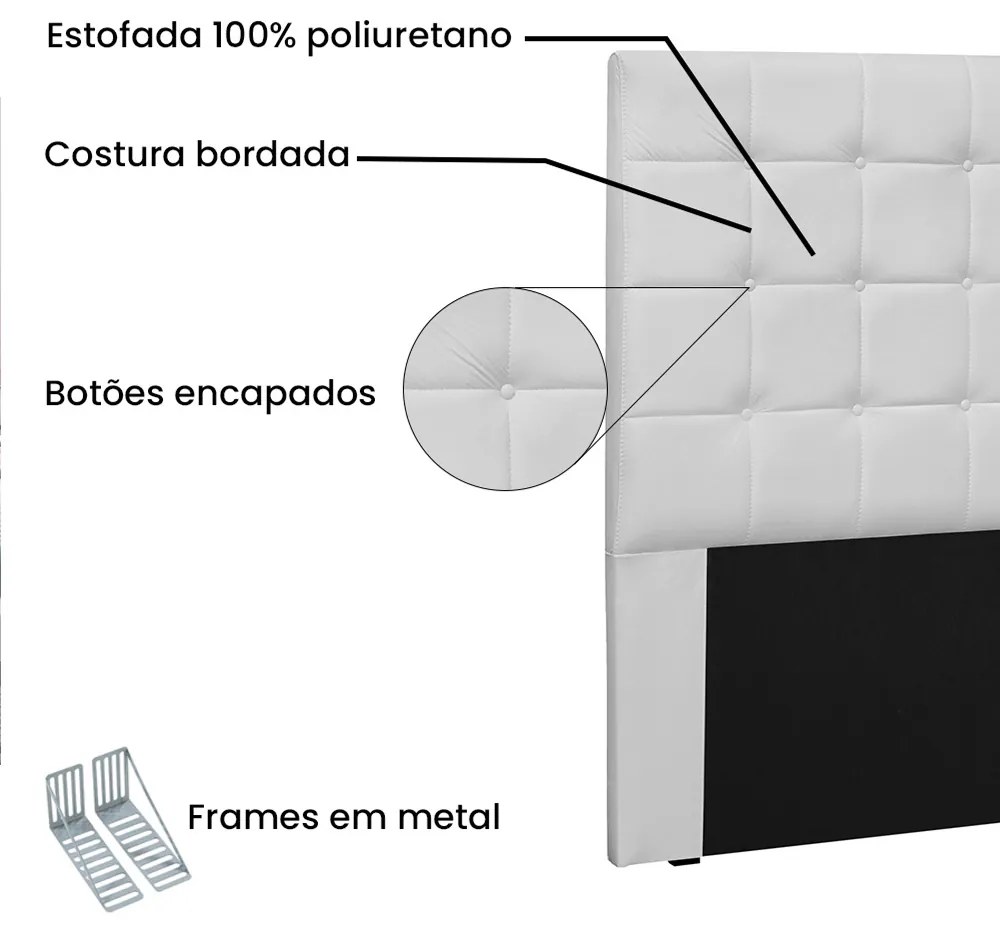 Cabeceira Verona Para Cama Box Queen 160 cm Corino - D'Rossi - Branco