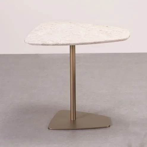 Mesa Lateral Nápoles Alta Mármore Travertino Base Gold - 78391 Sun House