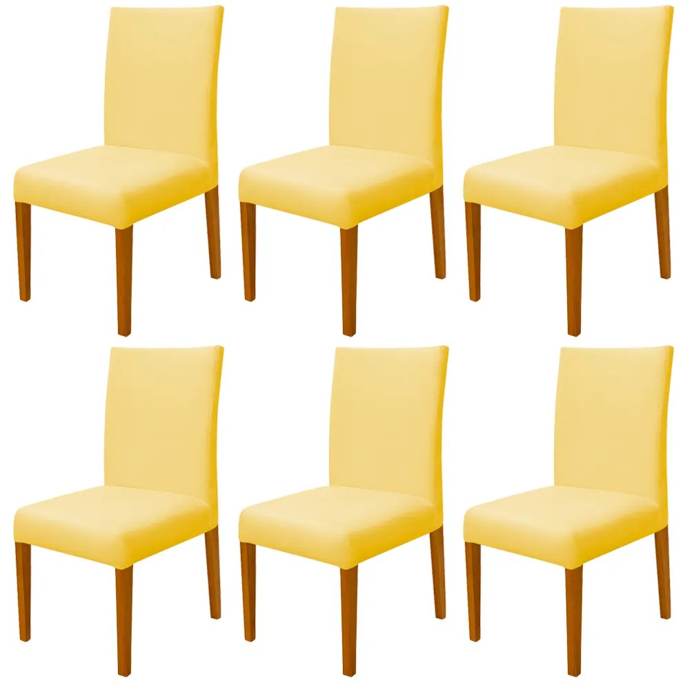 Kit 6 Cadeiras de Jantar Milan Veludo Amarelo