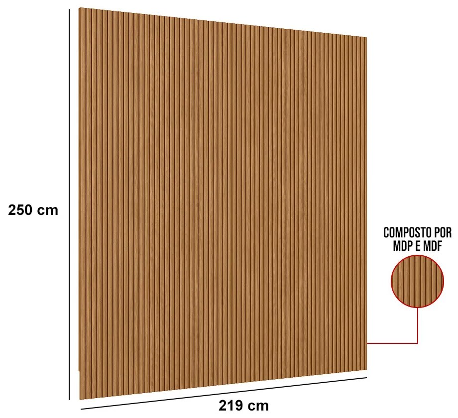 Painel TV 75 Pol 219cm Modular Ripado para Sala Marisa Nature Fosco L04 - D'Rossi