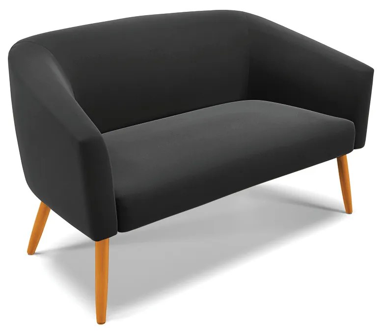 Sofá Namoradeira e Poltrona Giratória MA30 Stella Suede D03 - D'Rossi - Preto