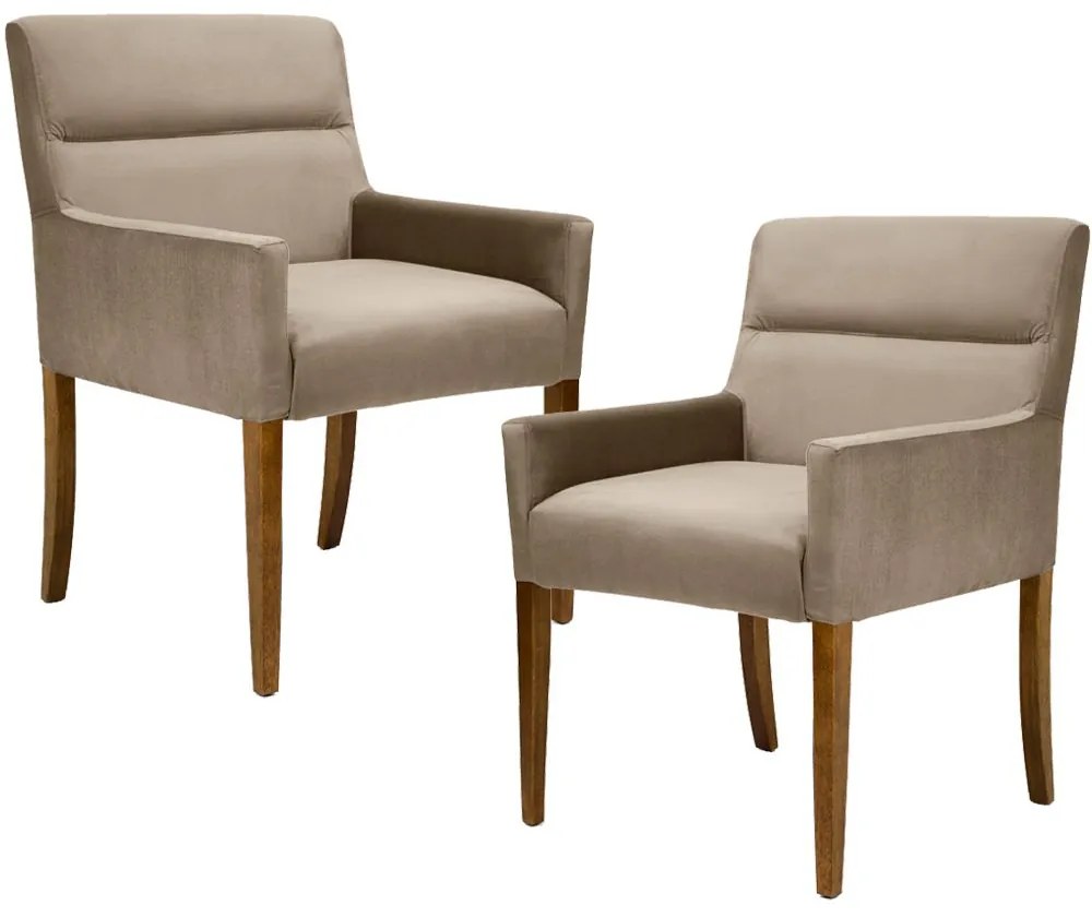 Kit 02 Poltronas Decorativas Sala de Estar Vicenza Veludo Importado Marrom G15 - Gran Belo