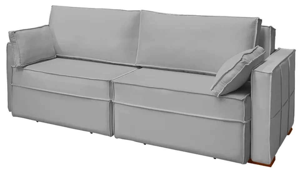 Sofá Cama Ferrari Retrátil e Reclinável 2,15m Veludo Cinza