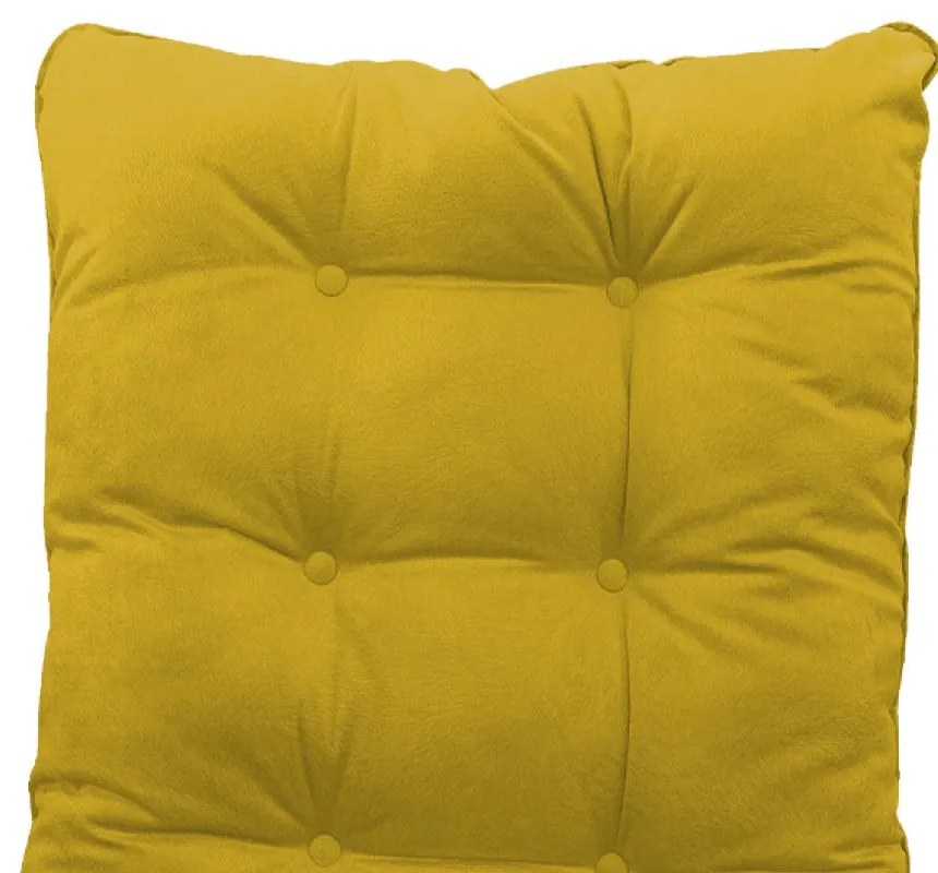 Kit Almofadas para Poltrona e Puff Costela Suede Amarelo - ADJ Decor