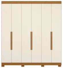 Guarda Roupa Casal 200cm 6 Portas Viny A02 Off/Cinamomo - Mpozena