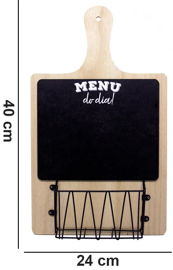 Porta Objeto de Madeira Tábua Menu do Dia 40x24x8 Cm - D'Rossi