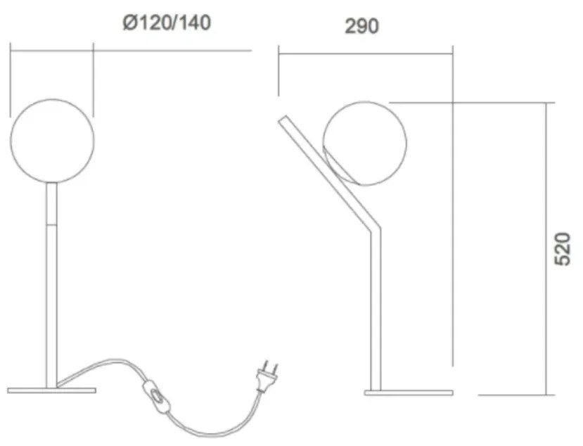 Abajur Angular Tubo Quadrado Ø26X52Cm 1Xe27 G45 / Globo Ø20Cm | Usina... (PT / AL-PV - Preto Texturizado / Aluminio Brilho Polido Verniz, FOSCO)