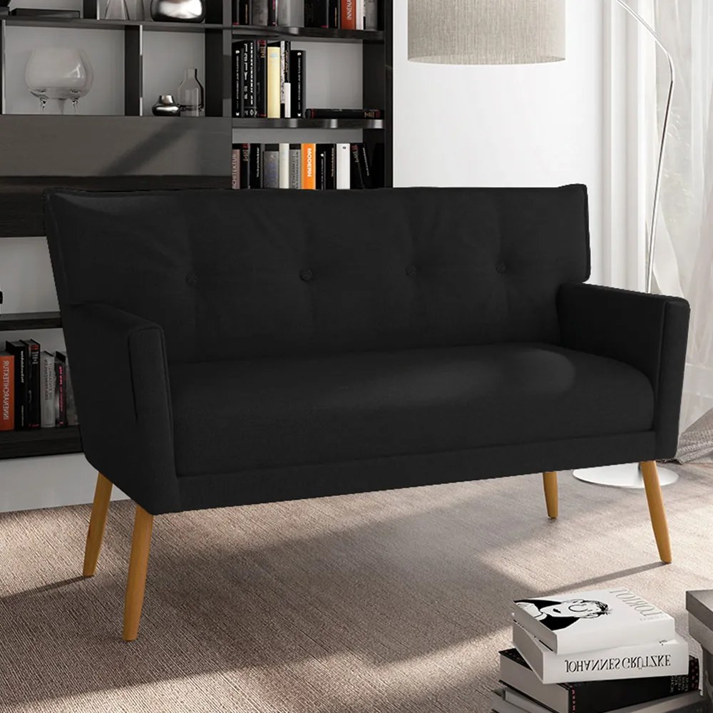 Namoradeira Anitta Linho Preto A79 Pés Palito Castanho - DRossi