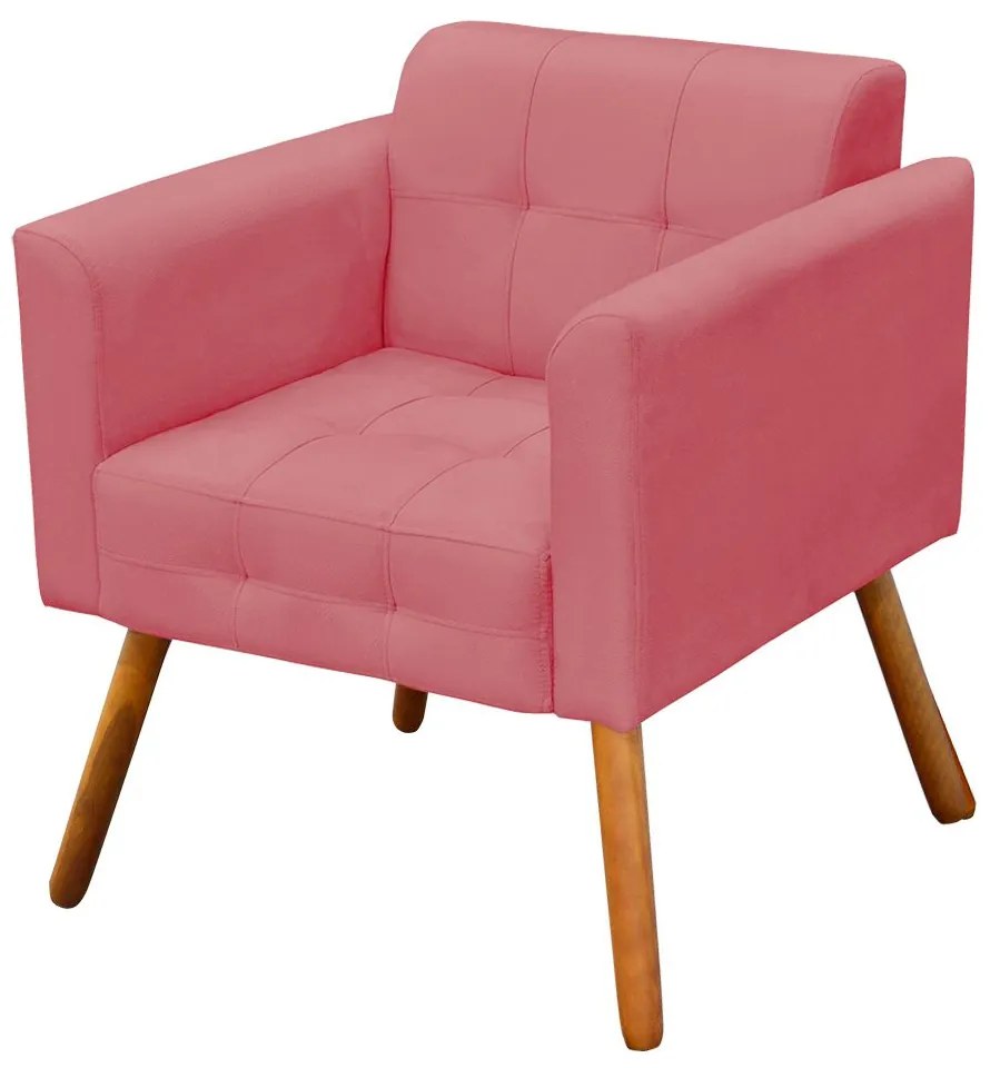 Kit 1 Sofá Namoradeira e 2 Poltronas Elisa Suede Pés Palito Castanho - D'Rossi - Rose