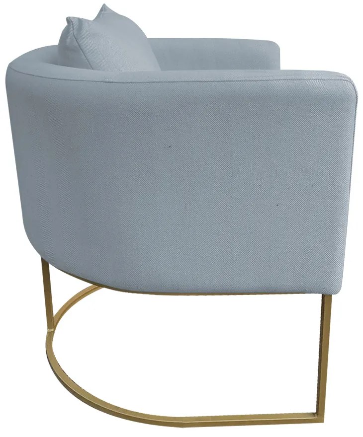 Poltrona Paola Linho Base Metálica Dourado D03 - D'Rossi - Cinza Claro A05