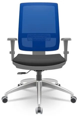 Cadeira Brizza Diretor Grafite Tela Azul Assento Aero Preto Base RelaxPlax Alumínio - 65944 Sun House