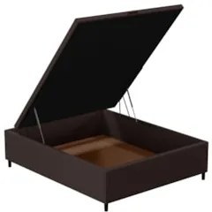 Base para Cama Box Baú Casal 138x188cm Hit Z04 Sintético Marrom - Mpoz