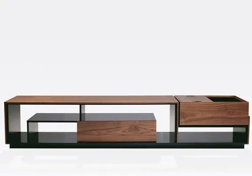 Rack Lorien Mini Bar Nogueira e Preto Acetinado 240cm - 78745 Sun House