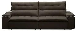 Sofá Retrátil 3 Lugares com Porta Copo 250cm Malta F05 Veludo Marrom E