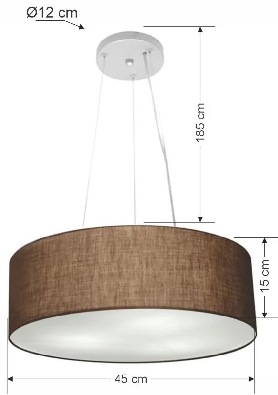 Lustre Pendente Cilíndrico Md-4184 Cúpula em Tecido 45x15cm Café - Bivolt