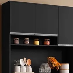 Kit Cozinha Compacta 105cm Com 6 Portas 1 Gaveta Márcia Preto Fosco -