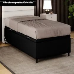 Base para Cama Box Baú Solteiro 88x188cm Hit Z04 Sintético Preto - Mpo