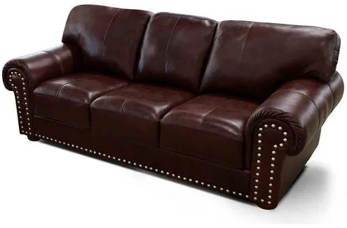 Sofá Landon 3 Lugares Couro Café 235cm - 70001 Sun House