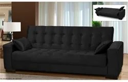 Sofá Cama para Sala de Estar Lisboa Suede Preto - Ibiza