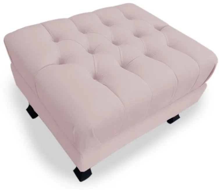 Puff Baú Decorativo Luis XV Capitonê 60x50cm Suede Rosa Bebê - Sheep Estofados - Rosa