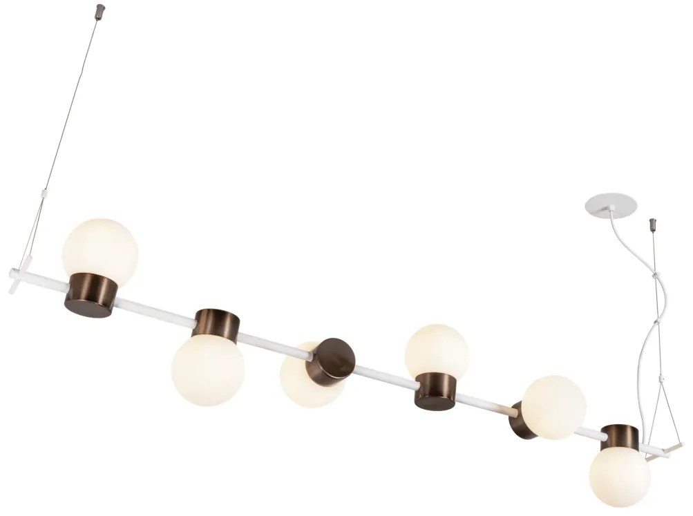 Pendente Sonata 23X130X25Cm 6Xg9 Aluminio E Globo Ø12Cm | Usina 16950/... (BT - Branco Texturizado, FOSCO)
