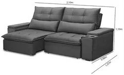 Sofá Retrátil Reclinável 3 Lugares 210cm Moritz F05 Veludo Grafite - M