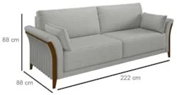Kit Sofá Living 3 Lugares e Poltrona 102cm Pés Madeira Roya Z32 Linho