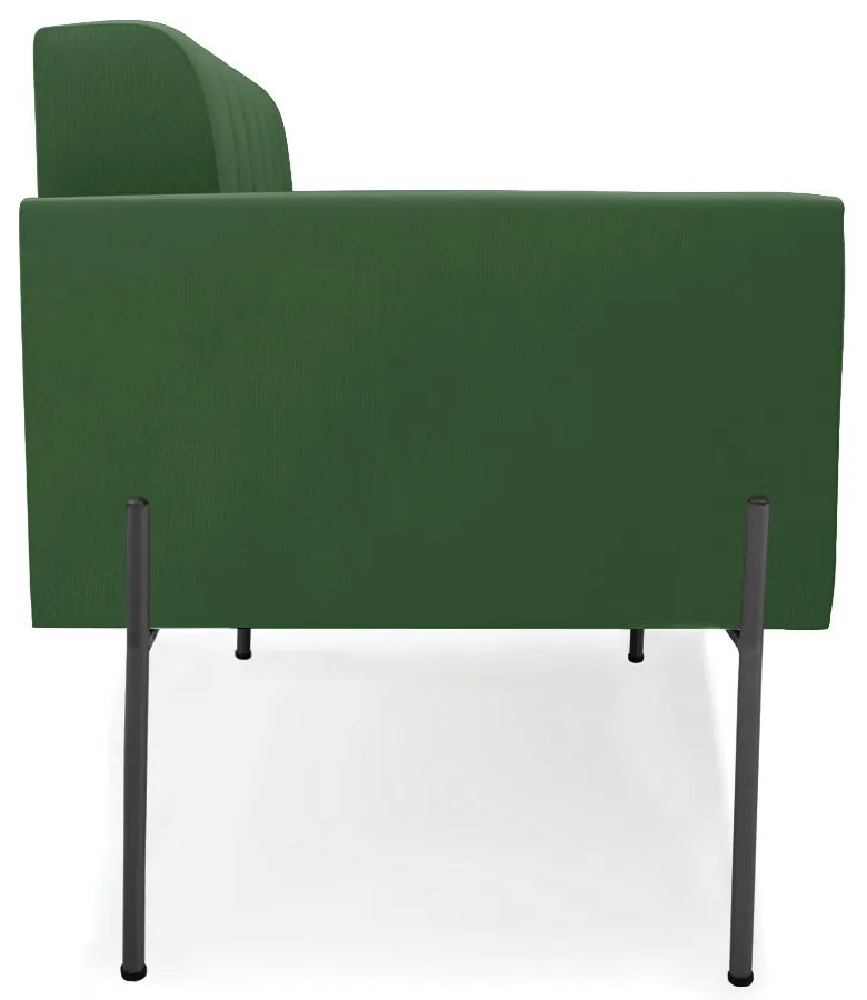 Sofá Namoradeira 2 Lugares Pé de Ferro Preto Elisa Suede D03 - D'Rossi - Verde
